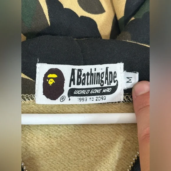 A Bathing Ape Bape ABC Green Camo Shark Full Zip Up Hoodie Medium Mens WGM